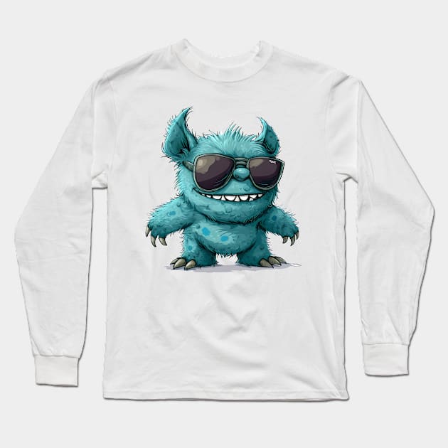 Cute Fluffy Monster Long Sleeve T-Shirt by Obotan Mmienu